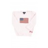 Różowy sweter dziewczęcy z flagą z przodu, Polo Ralph Lauren