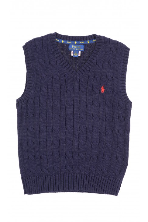 Navy blue cable-knit cotton sweater vest, Polo Ralph Lauren - Celebrity ...