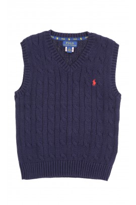 Navy blue cable-knit cotton sweater vest, Polo Ralph Lauren