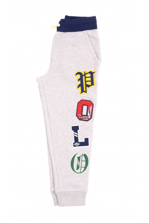 Gray sweatpants with applications on the front, Polo Ralph Lauren Gray sweatpants with applications on the front, Polo Ralph Lauren