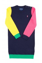 Colour-blocked sleeves navy blue wool-blend dress, Polo Ralph Lauren