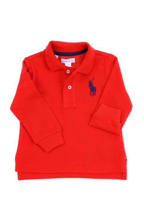 ﻿Red long-sleeved polo shirt, Ralph Lauren