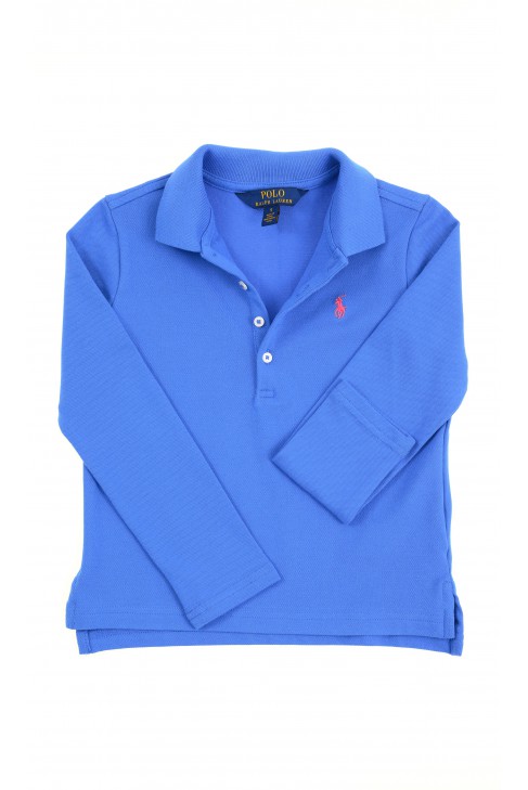 Blue long-sleeved polo shirt for girls, Polo Ralph Lauren