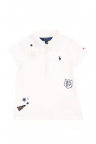 White polo T-shirt with applications for girls, Polo Ralph Lauren