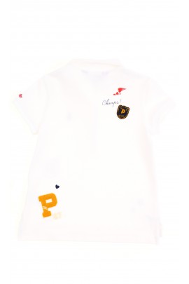 White polo T-shirt with applications for girls, Polo Ralph Lauren