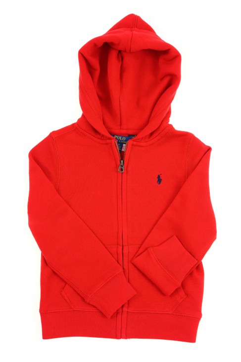 Red full-zipped hoodie, Polo Ralph Lauren