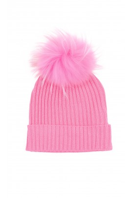 Coral pink beanie with tassel for girls, ELSY