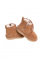 Light brown ankle boots with side zip for boys, UGG