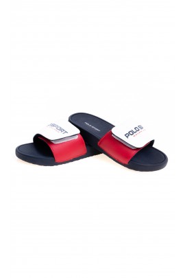 White sandals with a black sole for boys, Polo Ralph Lauren   