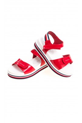 Red sandals on one wide strap for girls, Tommy Hilfiger