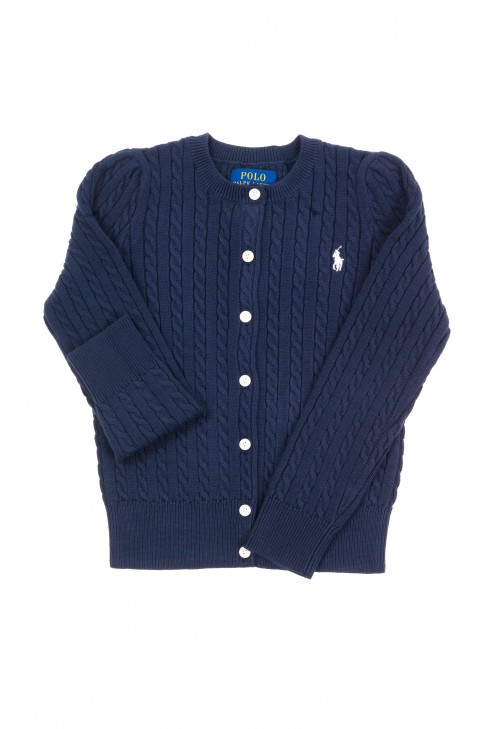 Navy blue zipped sweater for girls, Polo Ralph Lauren