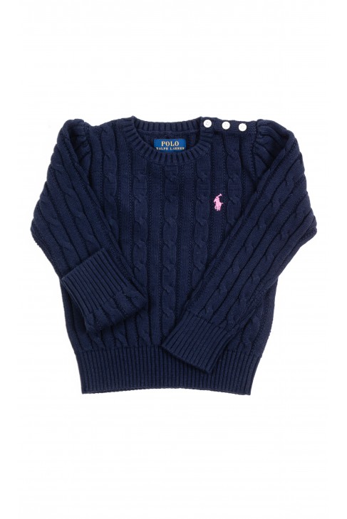 Navy blue plait sweater for girls, Polo Ralph Lauren