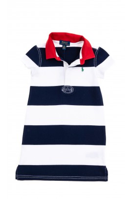 Sporty white and navy blue horizontal striped dress, Polo Ralph Lauren