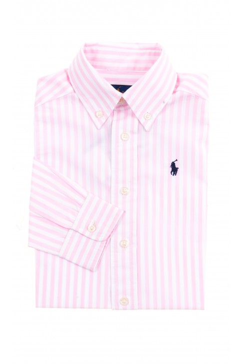 White and pink vertical striped shirt for boys, Polo Ralph Lauren