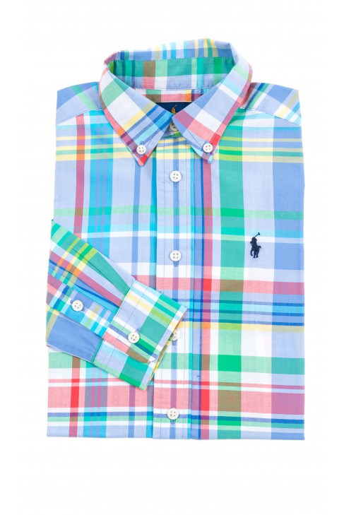 Colourful blue and green checked shirt for boys, Polo Ralph Lauren