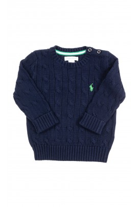 Navy blue cable stitched sweater for boys, Polo Ralph Lauren