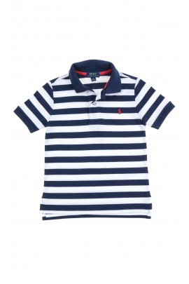 White and navy blue vertical striped T-shirt for boys, Polo Ralph Lauren