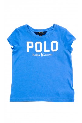 Blue T-shirt with POLO inscription for girls, Polo Ralph Lauren
