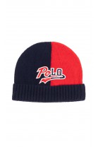 Navy blue and red cap pulled on with a turn-up welt for boys, Polo Ralph Lauren