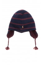 Navy blue and brown striped baby hat, Ralph Lauren