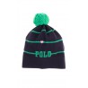 Navy blue pull-on hat with green tassel for girls, Polo Ralph Lauren