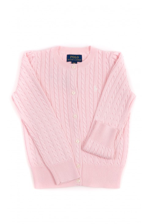 Pink cardigan for girls, Polo Ralph Lauren Pink cardigan for girls, Polo Ralph Lauren