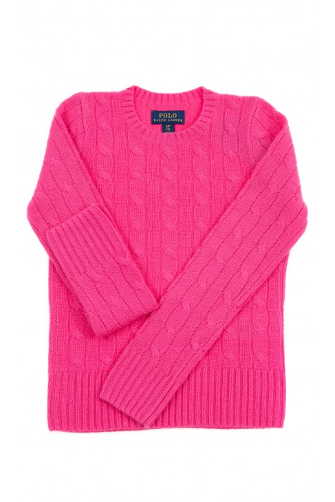 Pink cashmere cable knit sweater, Polo Ralph Lauren