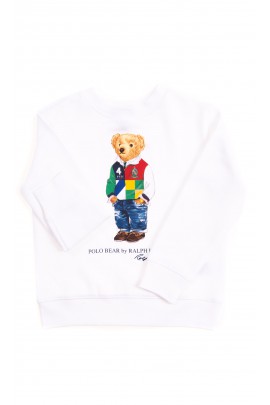 White sweatshirt with the iconic teddy bear, Polo Ralph Lauren