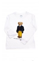 White longsleeve with teddy bear for boys, Polo Ralph Lauren