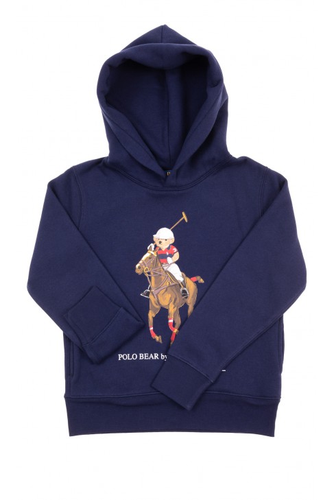 Navy blue hoodie with iconic teddy bear, Polo Ralph Lauren