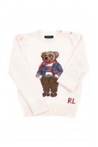 Ecru sweater with teddy bear for kids, Polo Ralph Lauren