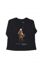Navy blue baby T-shirt with teddy bear as a polo player, Ralph Lauren