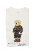 White long-sleeve T-shirt with the iconic teddy bear, Polo Ralph Lauren