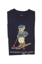 Navy blue long-sleeve T-shirt with iconic teddy bear, Polo Ralph Lauren