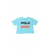 Blue t-shirt for girls with large POLO print, Ralph Lauren