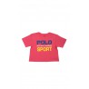Pink t-shirt for girls with large-print POLO, Ralph Lauren