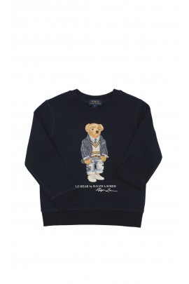 Navy blue sweatshirt with front print for boys, Polo Ralph Lauren