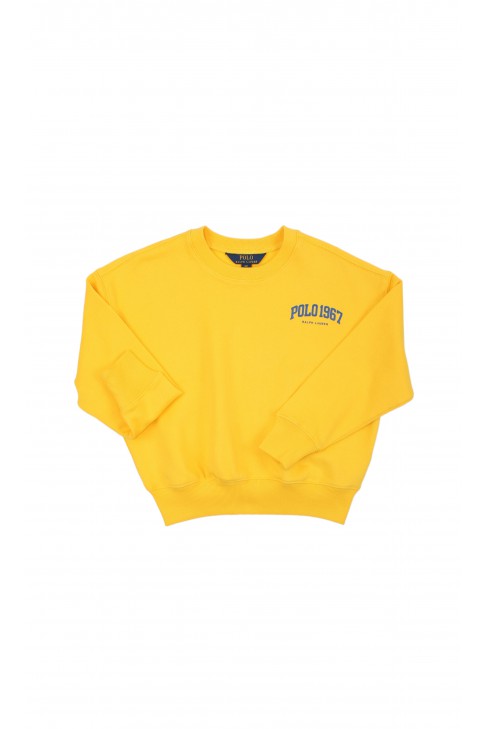 Yellow sweatshirt for girls with POLO wordmark, Polo Ralph Lauren
