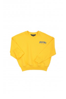 Yellow sweatshirt for girls with POLO wordmark, Polo Ralph Lauren