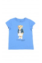 Blue t-shirt for girls with the iconic teddy bear, Polo Ralph Lauren