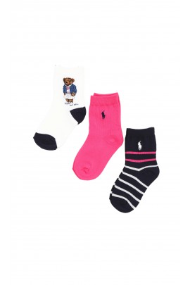 White and pink socks for girls 3-pack, Polo Ralph Lauren