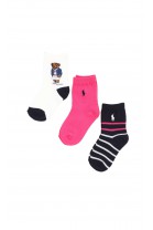 White and pink socks for girls 3-pack, Polo Ralph Lauren