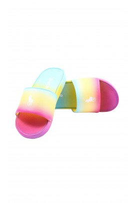 Rainbow-coloured flip-flops for girls, Polo Ralph Lauren