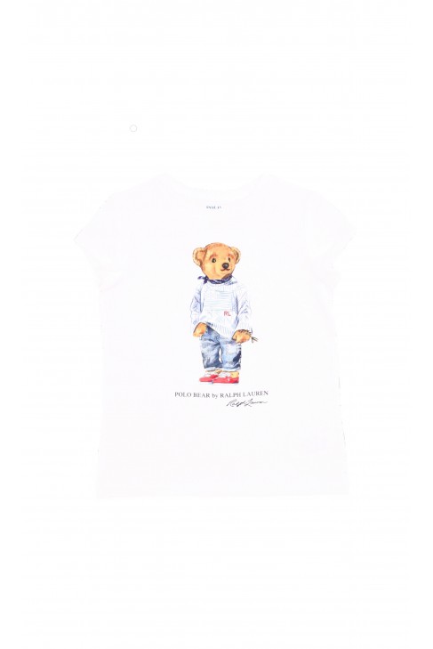 White T-shirt with the iconic Bear for girls, Polo Ralph Lauren