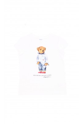 White T-shirt with the iconic Bear for girls, Polo Ralph Lauren