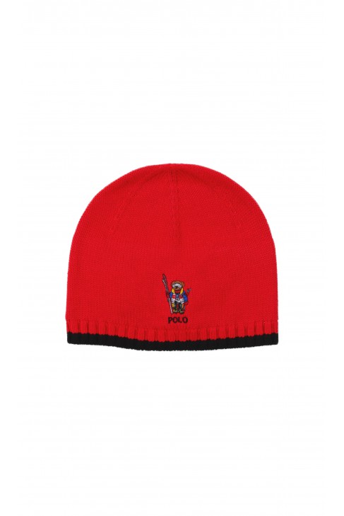 Red fleece-lined boy's cap, Polo Ralph Lauren