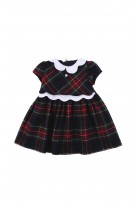 Baby dress in navy blue and red check, Patachou