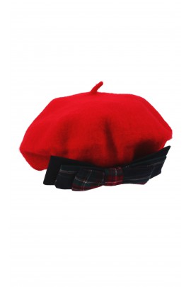 Red girls' beret with bow, Patachou