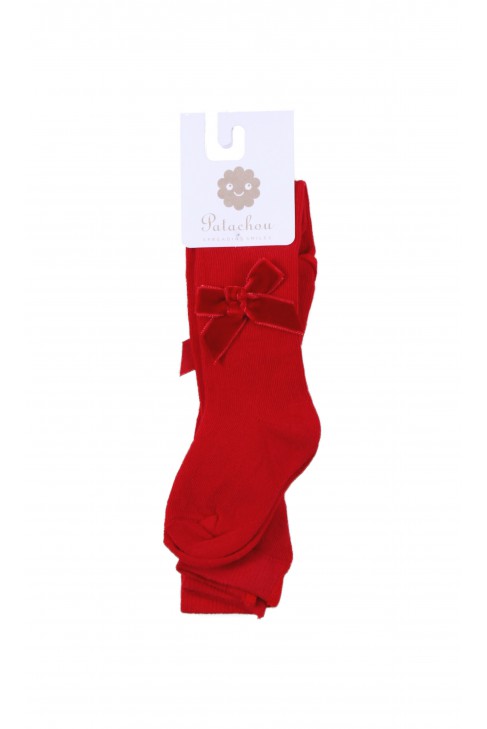 Red infant tights with bow, Patachou