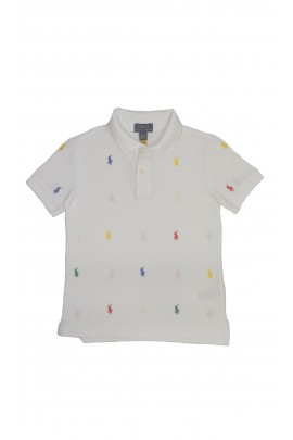 White polo shirt with colourful horses, Polo Ralph Lauren